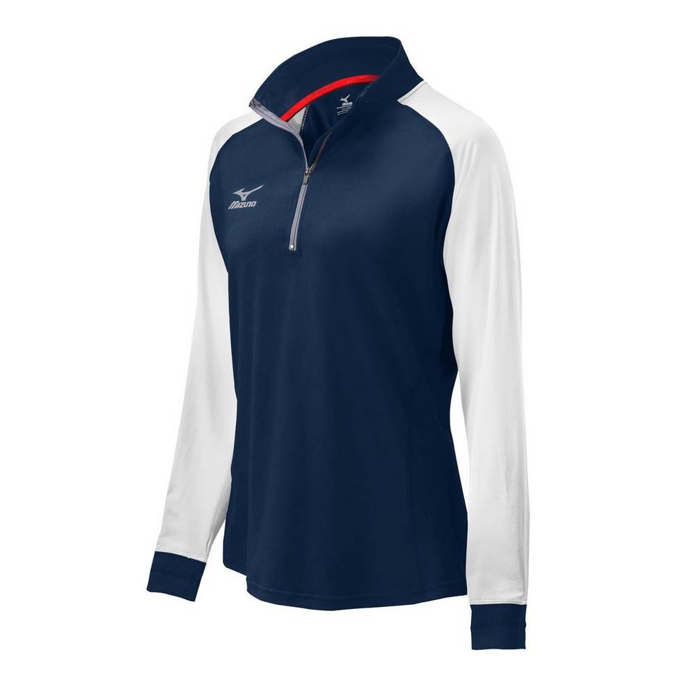 Casaco Mizuno Voleibol Prime 1/2 Zip - Mulher - Azul Marinho/Branco - XUTOC5481